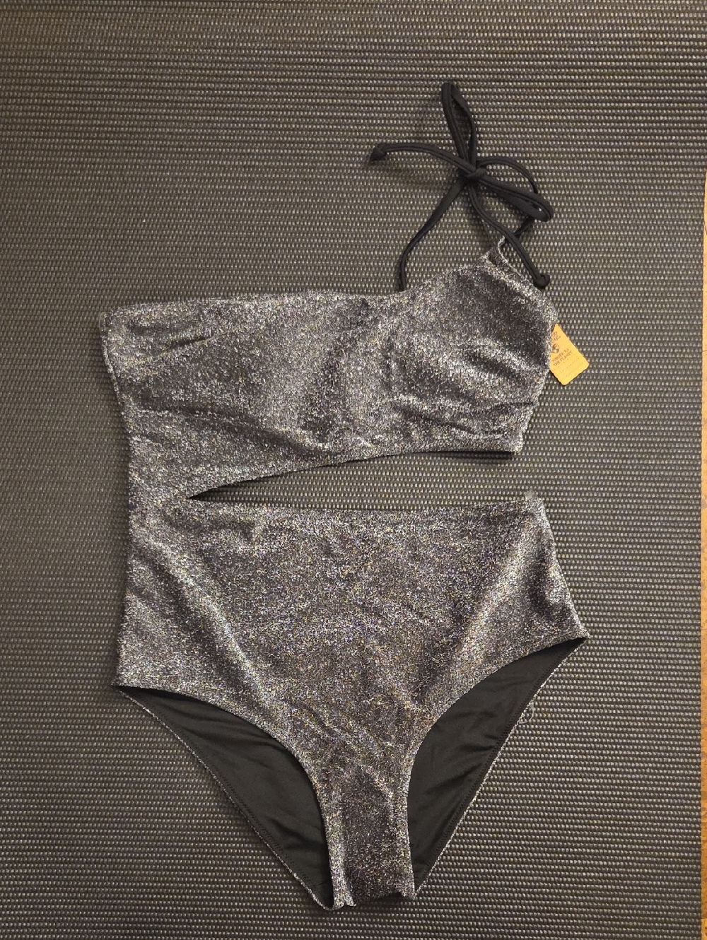 PINK Victoria's Secret Glitter Silver One-Piece Cutout Swimsuit